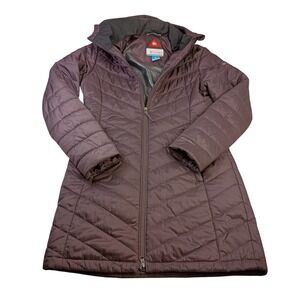 Columbia Omni-Heat Hooded Puffer Jacket Womens Small Plum Purple Quilted Parka